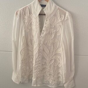 Chic White Embroidered Button Down Shirt
